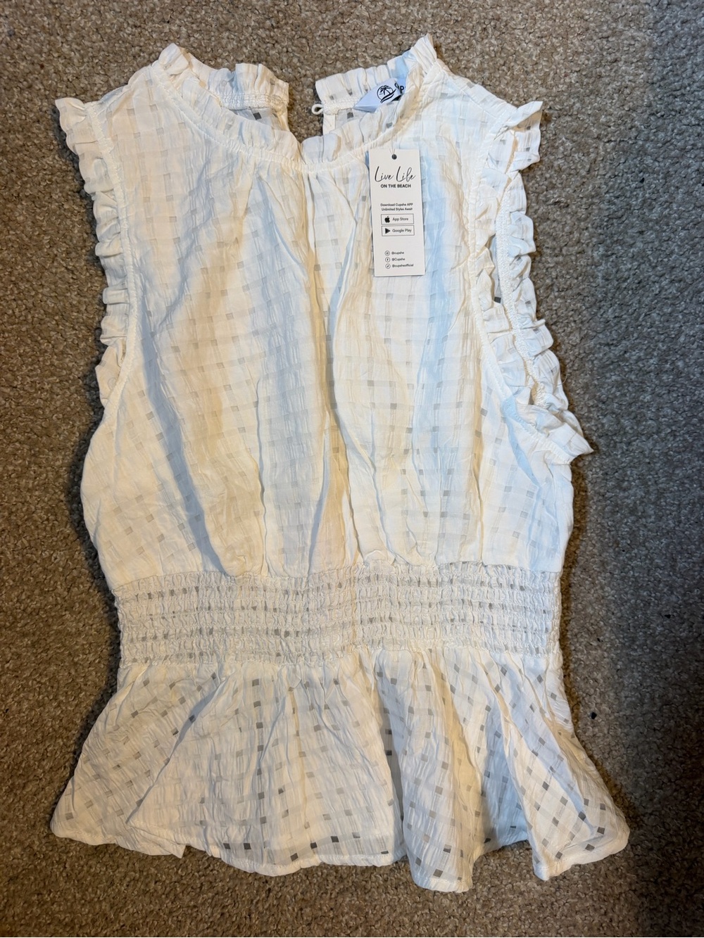 Cupshe White Ruffled Peplum Short Sleeve Top